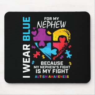 Tapis De Souris Oncle Tante Coeur Je Porte Du Bleu Pour Mon Autism