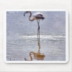 Tapis De Souris Ondulations et réflexions du Flamant rose Aquarell