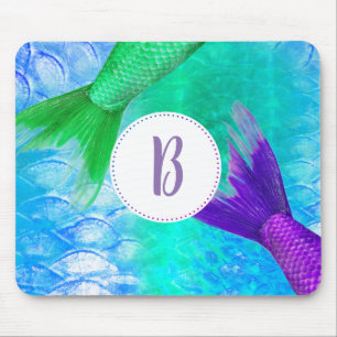 Tapis De Souris Ongles et échelles de sirène Turquoises et violett