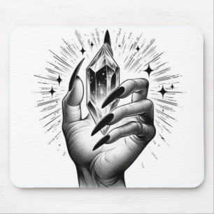 Tapis De Souris Ongles Noirs Longs & Magie de l'Énergie Cristallin
