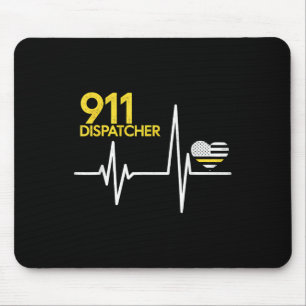 Tapis De Souris Opérateur 911 battement de coeur police drapeau mi