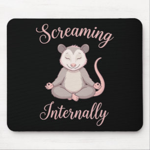 Tapis De Souris Opossum de yoga méditant drôle hurlant intérieurem