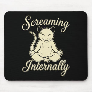 Tapis De Souris Opossum de yoga méditant drôle hurlant intérieurem