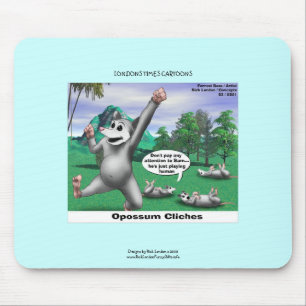 Tapis De Souris OPossum Lecture de Cartoon Mort Drôle Cartoon