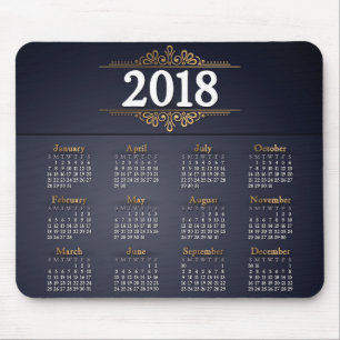Tapis De Souris Or 2018 élégant et calendrier bleu Mousepad