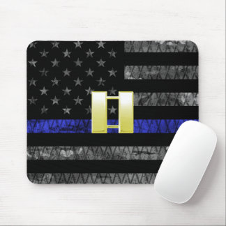 Tapis De Souris (Or) Capitaine Ligne Bleue Mince Drapeau Perdu