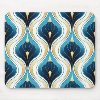 Tapis De Souris Or, Crème, Oignon Bleu Art Déco Style
