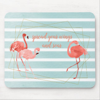 Tapis De Souris Or de corail vivant d'aquarelle de Flamant rose