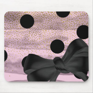 Tapis De Souris Or et rose pois chic nœud papillon tendance glamou