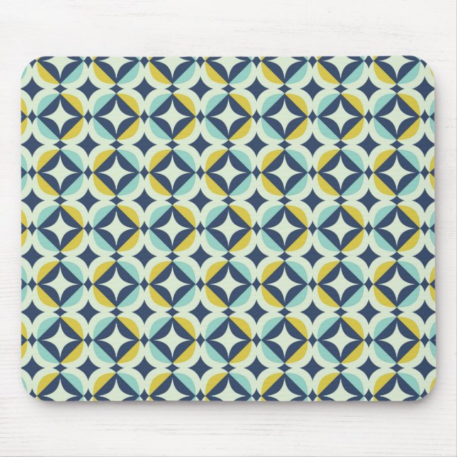 Tapis De Souris Or géométrique et motif bleu (Devant)