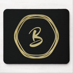 Tapis De Souris Or Glam & Anneaux Noirs (Toute Couleur) Moderne Gl