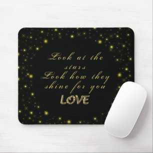 Tapis De Souris Or personnalisé et étoiles brillantes sur noir