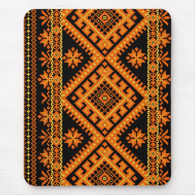 Tapis De Souris Orange croisée ukrainienne de point de Mousepad (Devant)