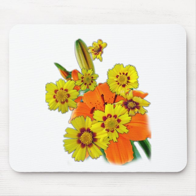 Tapis De Souris orange et daisy flowers (Devant)