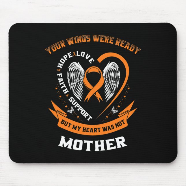 Tapis De Souris Orange Leucémie Sensibilisation Maman Vos Ailes On (Devant)