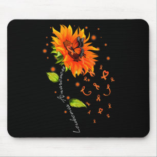 Tapis De Souris Orange Ribbon Tournesol Butterfly Leukemia