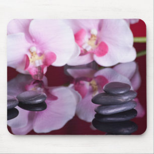 Tapis De Souris Orchidées et pierres Spas Mousepad