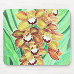 Tapis de souris - Orchidées orange et jaune