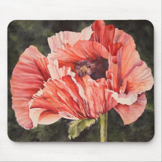 Tapis De Souris Ordinateur floral botanique rose Mousepad de pavot