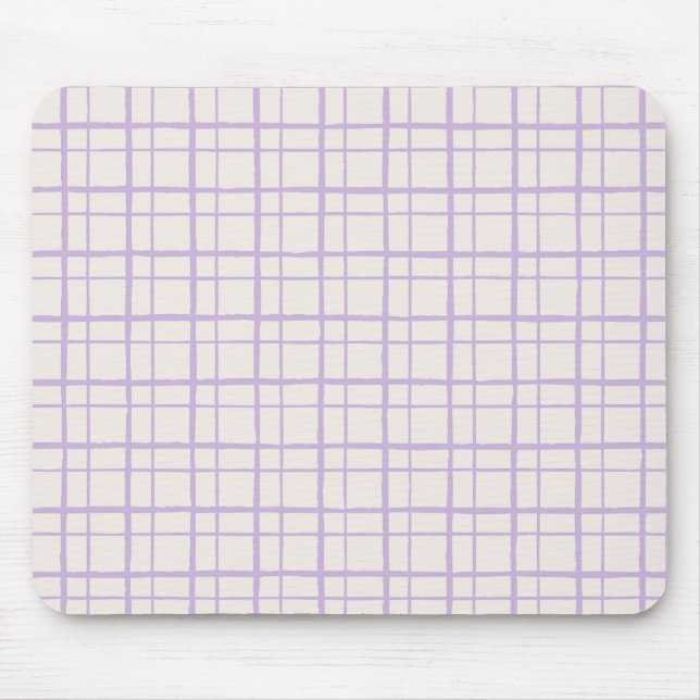 Tapis De Souris Organic Wobbly Check Grid Pattern Dusty Lilac (Devant)