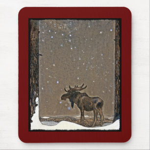 Tapis De Souris Orignaux dans la neige