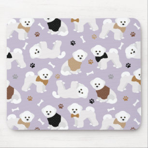 Tapis De Souris Os et pattes pourpres de Bichon Frise