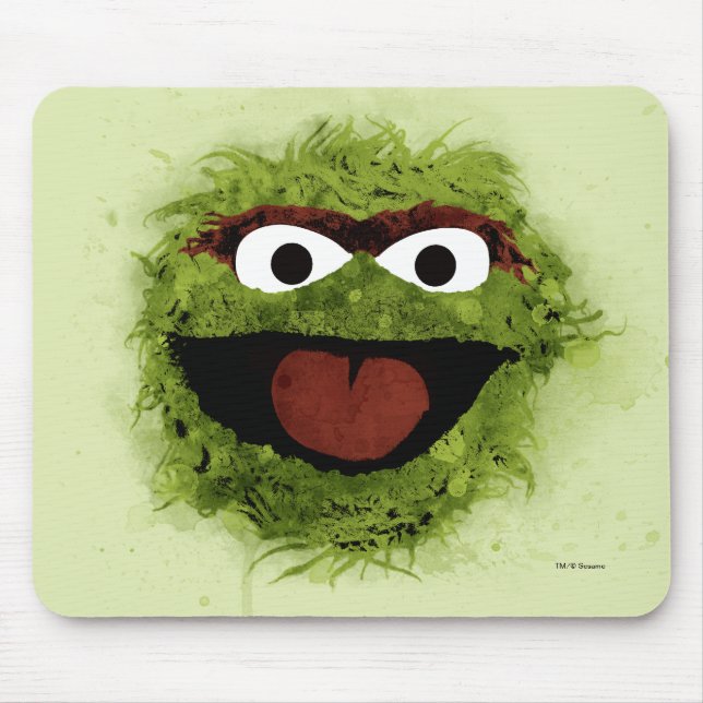 Tapis De Souris Oscar le Grognon | Tendance aquarelle (Devant)
