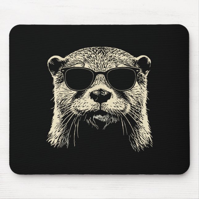 Tapis De Souris Otter Wearing Sungles Graphic Otter Shirt Men Wome (Devant)