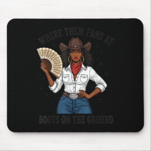 Tapis De Souris Où sont ces fans de bottes de cowgirl noires sur l