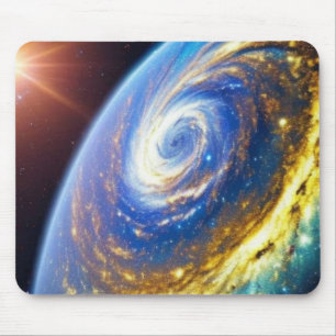 Tapis De Souris Ouragan d'or sur une planète Mousepad