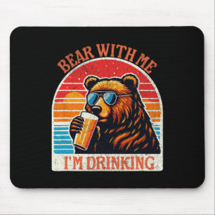 Tapis De Souris Ours Boire Bière Extérieur Funny Grizzly Randonnée