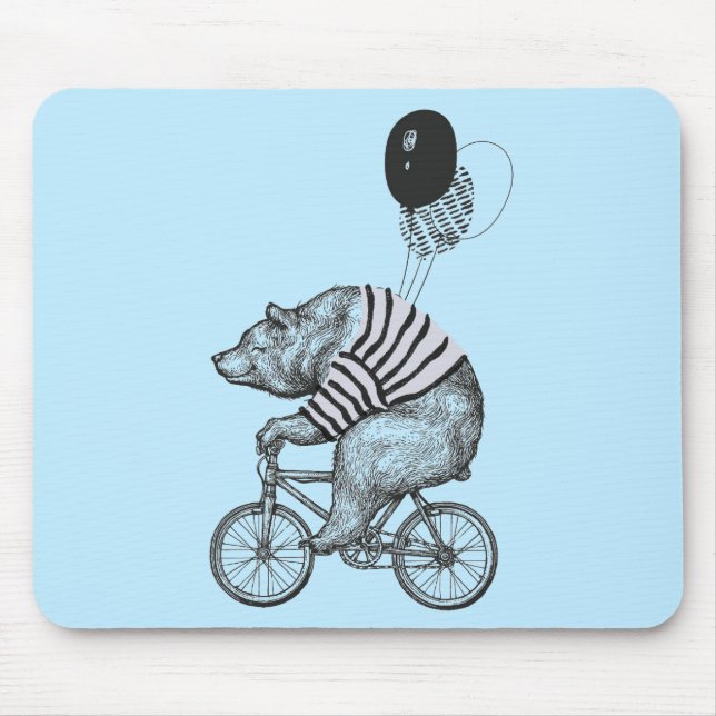 Tapis De Souris Ours de bicyclette de ballon (Devant)