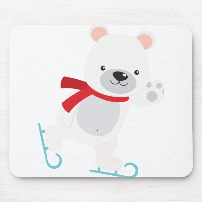 Tapis De Souris Ours d'hiver du patinage sur glace (Devant)