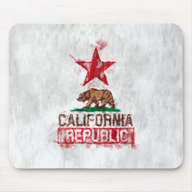 Tapis De Souris Ours drapeau de Californie en style peint (Devant)