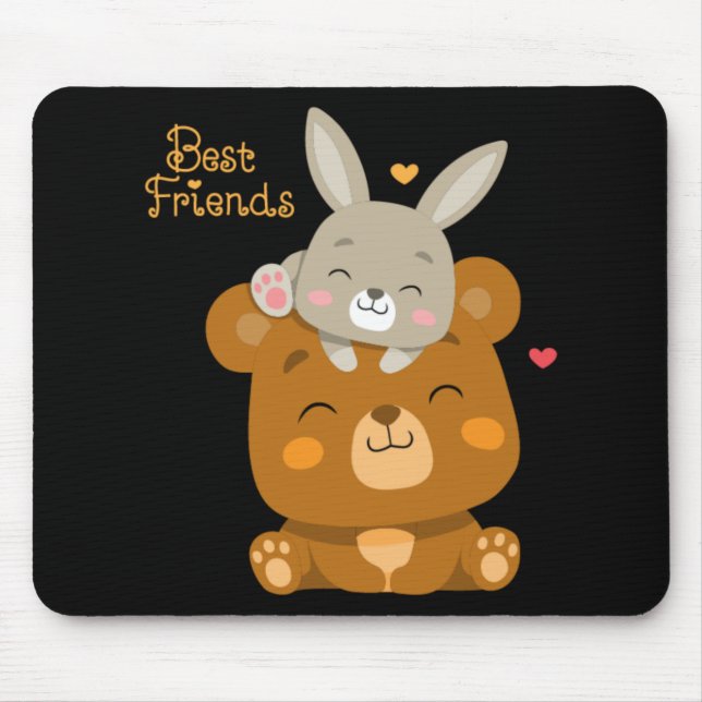 Tapis De Souris Ours mignon et lapin (Devant)