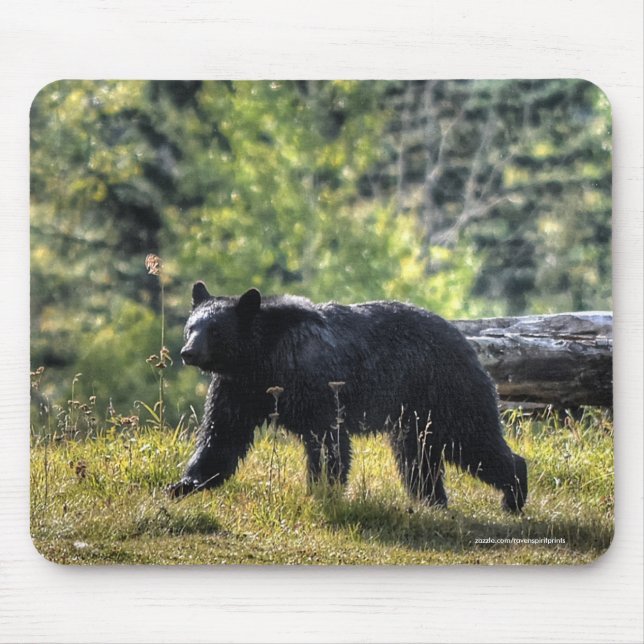 Tapis De Souris Ours Noir Traversant Un Pré De Ranch II (Devant)