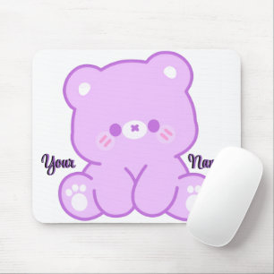 Tapis de souris ourson mignon Kawaii violet person