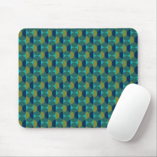 Tapis De Souris Ovales et demi-cercles rétro turquoise