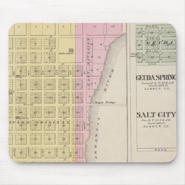 Tapis De Souris Oxford, Geuda Springs et Salt City (Devant)
