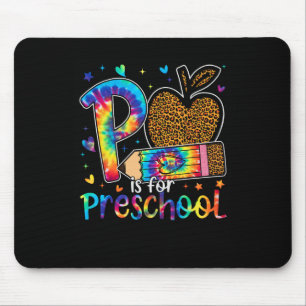 Tapis De Souris P est pour l'enseignant de maternelle léopard reto