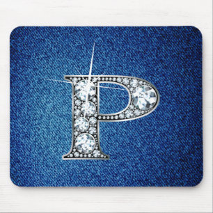 Tapis De Souris P Faux-"Diamond Bling" sur Denim Mousepad