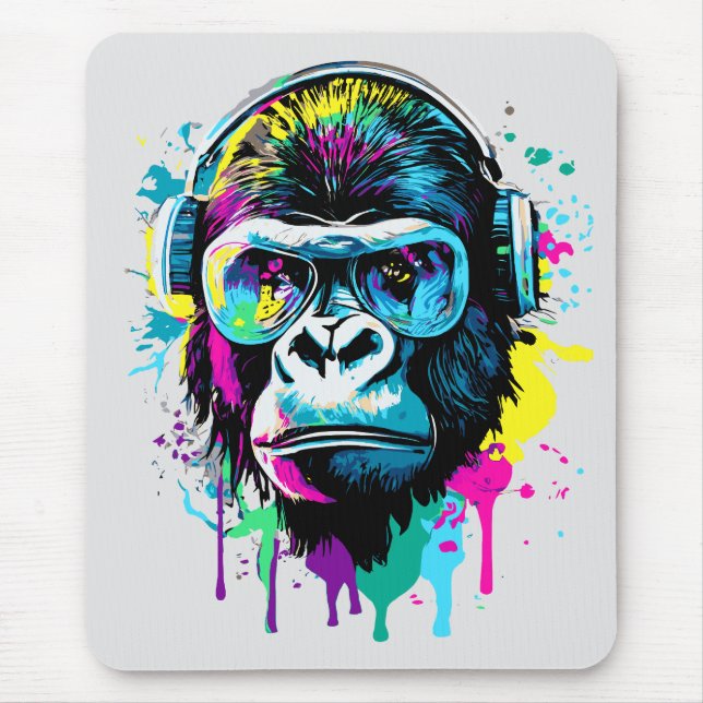Tapis De Souris Pad à souris Gorilla - Mousepad à tête Gorilla (Devant)