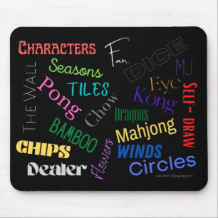 Tapis De Souris Pad de souris avec mots du Mahjong