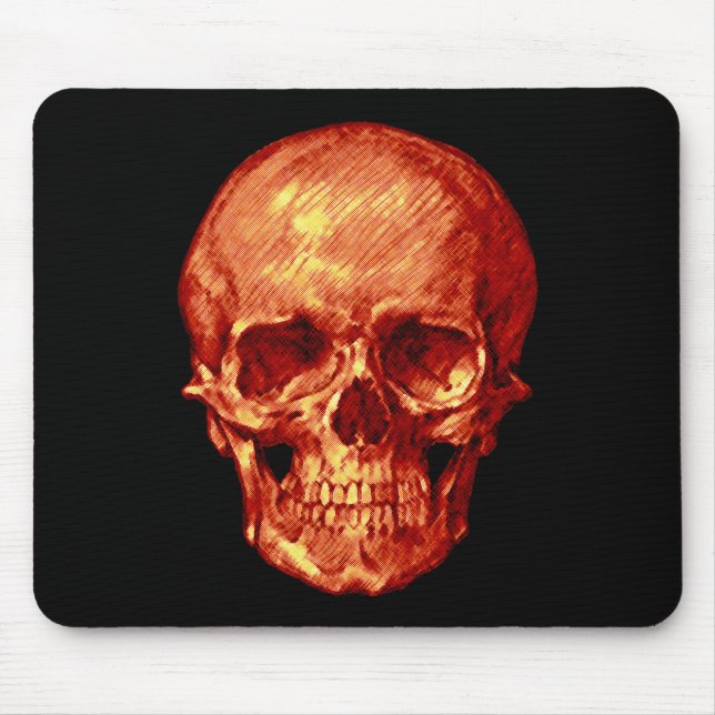 Tapis De Souris Pad de souris d'Halloween crâne orange (Devant)