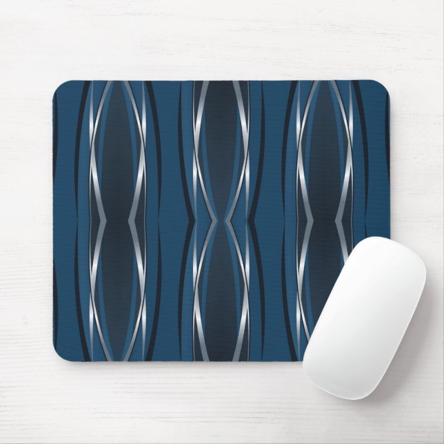 Tapis De Souris Pad souris - Marine Blue Silver Retro (Avec souris)