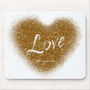 Tapis de souris pailleté or LOVE Heart Glamour