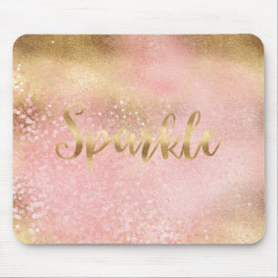 Tapis De Souris Pailleté Or Rose Confetti Glamour Étincelle