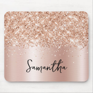 Tapis De Souris Pailleté Rose Gold Pâle Brillance Nom
