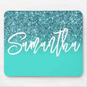 Tapis De Souris Pailleté sarcelle turquoise ombré personnalisé de 