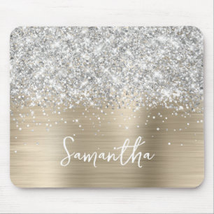 Tapis De Souris Paillettes Argentées Lumière Or Glam Nom